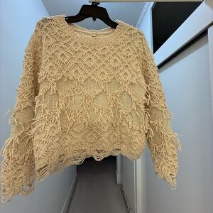 RAGA Cream Knit Sweater with Fringe